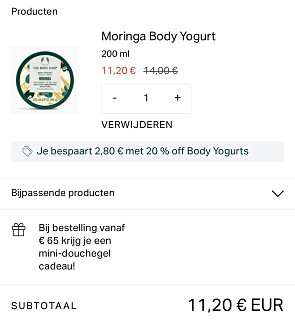 20% korting op Body Yogurts