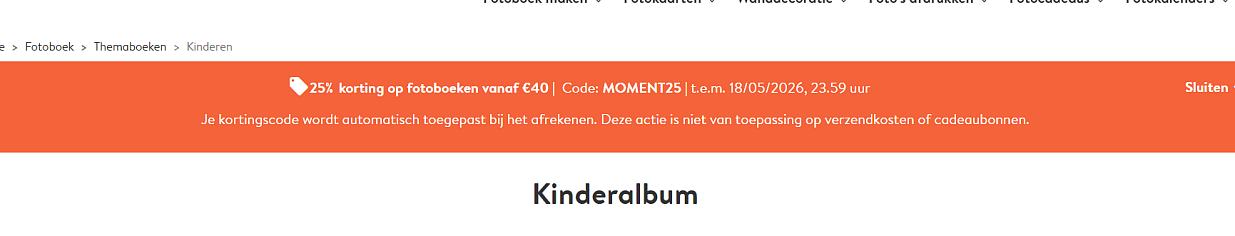 25% korting op fotoboeken vanaf €40 bij Albelli