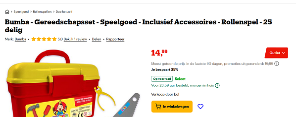 Bumba gereedschapsset aan -25%