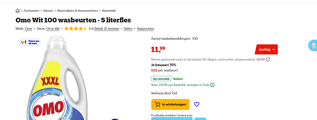 Omo Wit 100 wasbeurten - 5 literfles - XXXL