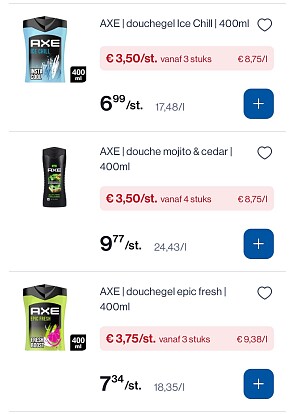 Axe douchegel in promo
