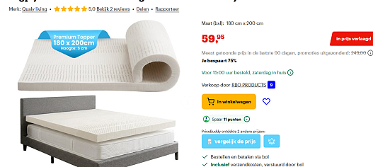 Matras Topper 180x200