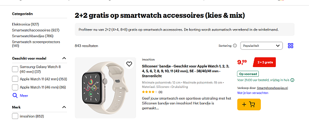 2+2 gratis op smartwatch accessoires (kies & mix)