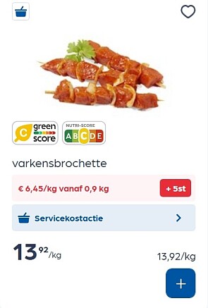 Varkensbrochette slechts 6,45€/kg