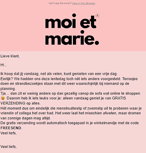 Gratis verzending Moi et Marie