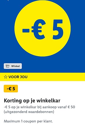 5€ tot 10€ korting bij Lidl 💛