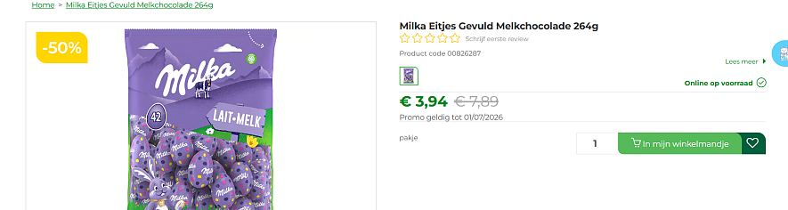 Milka Eitjes Gevuld Melkchocolade 264g