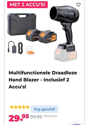 Multifunctionele Draadloze hand blazer. Inclusief 2 accu's!