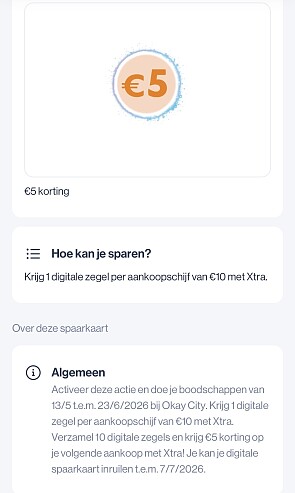 spaaractie met de extra app voor 5 euro korting bij okay city