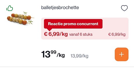 Balletjesbrochette voor slechts 6,99€/kg