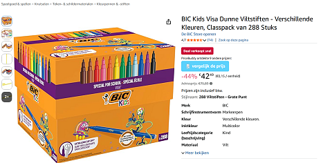 BIC Kids Visa Dunne Viltstiften - 288 stuks