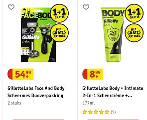 1+1 gratis op Gilette body producten + gratis item bij Kruidvat