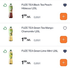 Fuze tea 1,25l -50% per fles