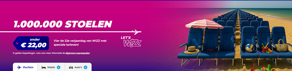 WIZZ wordt 22 en viert dat met 1.000.000 stoelen onder 22 € op geselecteerde vluchten!