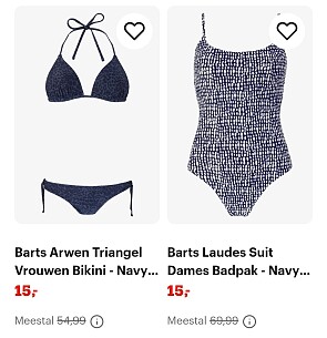 Barts badpak en bikini's vanaf 15€