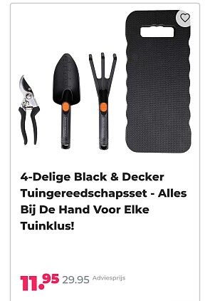 4-Delige Black & Decker tuingereedschapsset