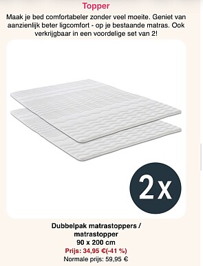 Dubbelpak matrastoppers / matrastopper -41%
