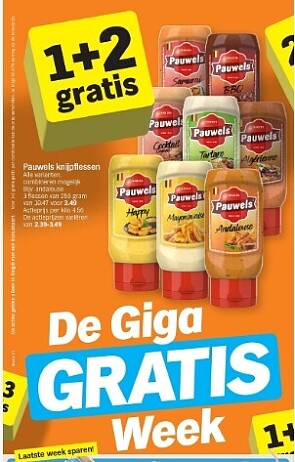 Pauwel sauzen knijpfles 1+2 gratis bij ah