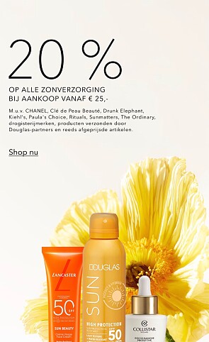20% korting op alle zonverzorging
