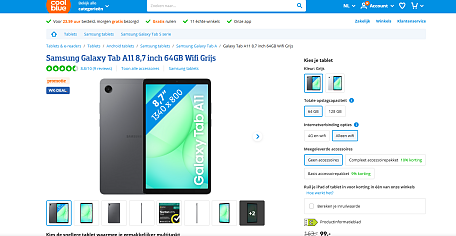 Samsung Galaxy Tab A11 8,7 inch 64GB Wifi Grijs