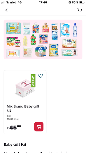 Babybox Delhaize €45 , gratis bij aankoop €200 only online!
