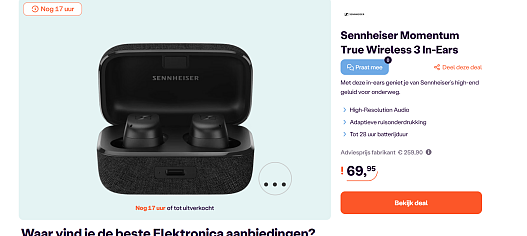 Muziekoortjes: Sennheiser Momentum True Wireless 3 In-Ears