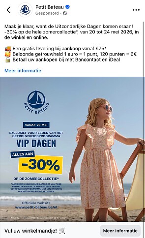 -30% bij Petit Bateau