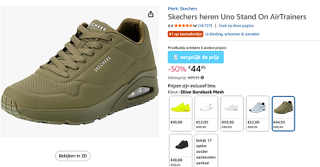 Skechers voor heren aan -50% bij Amazon NL