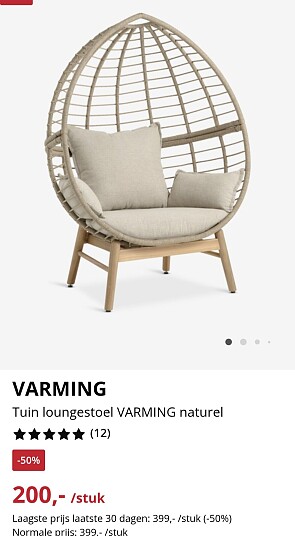 Tuin loungestoel VARMING naturel -50%