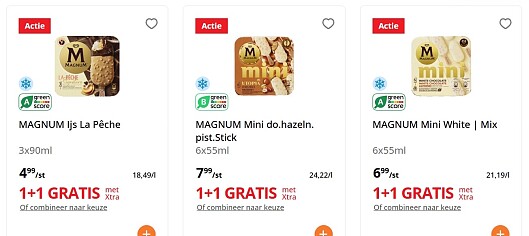 Magnums 1+1 gratis bij Colruyt tem 2 juni 2026