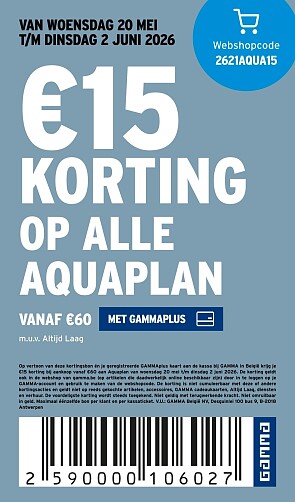 €15 korting op alle Aquaplan bij GAMMA