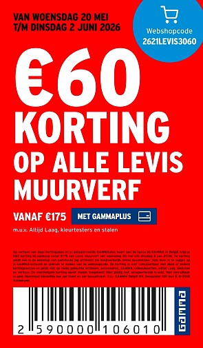 Tot €60 korting op alle Levis muurverf bij GAMMA