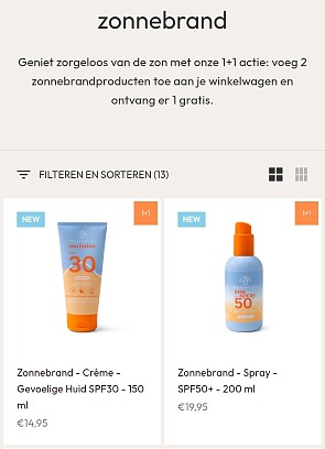 1+1 op zonnebrand én gratis verzending