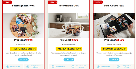 Geniet van aanbiedingen tot 50% op verschillende soorten fotoproducten!