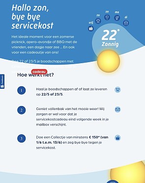 gratis servicekost cadeau bij een volgende aankoop bij collect en go