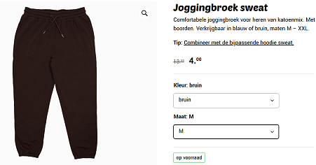 Heren joggingbroek sweatstof aan €4,00