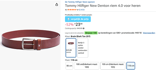 Tommy Hilfiger broeksriem met meer dan 40% voordeel bij Amazon