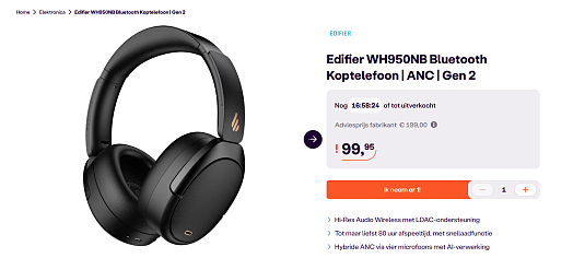 Edifier WH950NB Bluetooth Koptelefoon