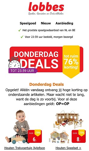 Lobbesspeelgoed.be: tot 67%