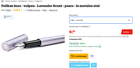 Pelikan Ineo - vulpen - Lavender Scent - paars - in metalen etui