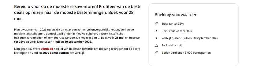 Radisson Blue Zomerdeal