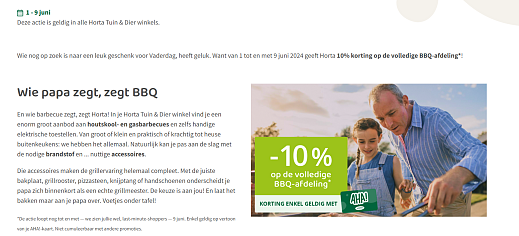 Harta vaderdagactie: 10% korting op de volledige BBQ-afdeling. 1 - 9 juni