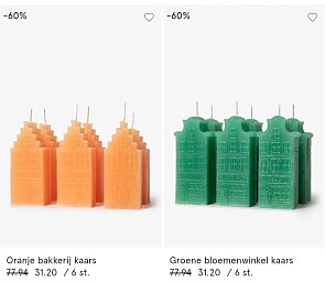Tot -60% op kaarsen en theelichthouder huisjes Oud-Holland