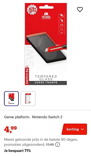-71% Freaks and Geeks Screen Protector voor Nintendo Switch 2 Gehard Glas