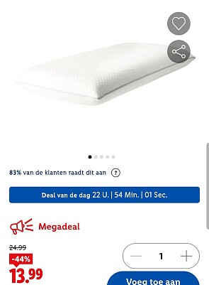 Memory foam nekkussen 75 x 35 cm -44%
