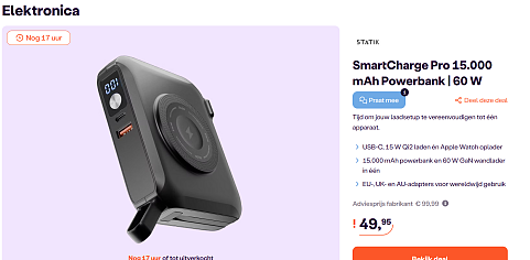Statik SmartCharge Pro 15.000 mAh Powerbank | 60 W