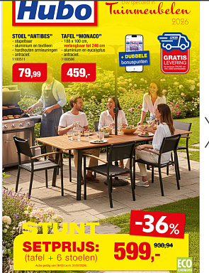 1 tafel 'Monaco' + 6 stoelen 'Antibes' voor € 599