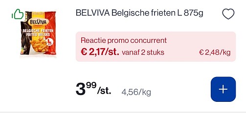 Belviva frieten goedkoper bij okay