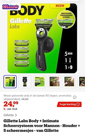Gilette labs body + Intimate Scheersysteem voor 24,99€ op bol