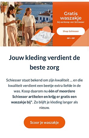 Gratis waszakje nu schiesser op mycomfort.be